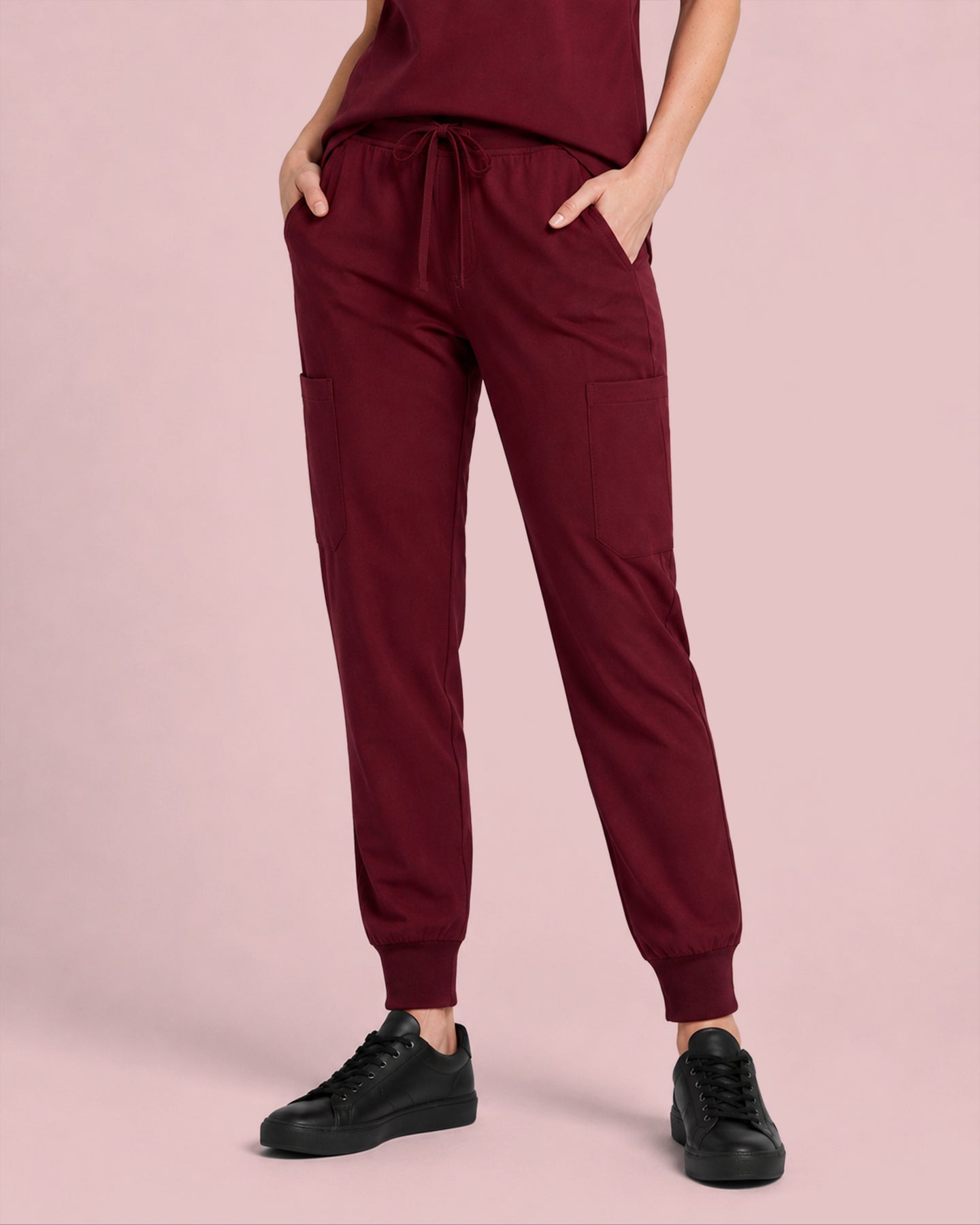 Women's 6-Pocket Jogger Scrub Pant Burgundy