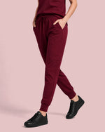 Women's 6-Pocket Jogger Scrub Pant Burgundy