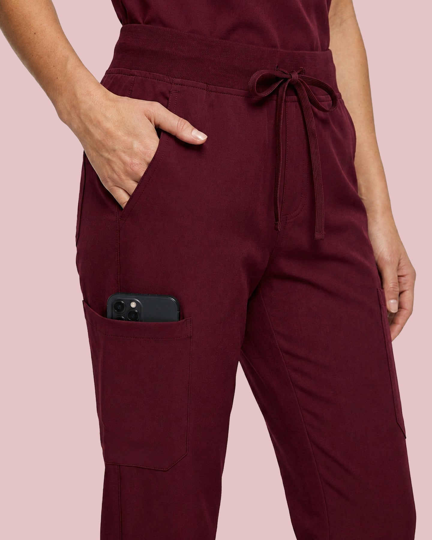 Women's 6-Pocket Jogger Scrub Pant Burgundy