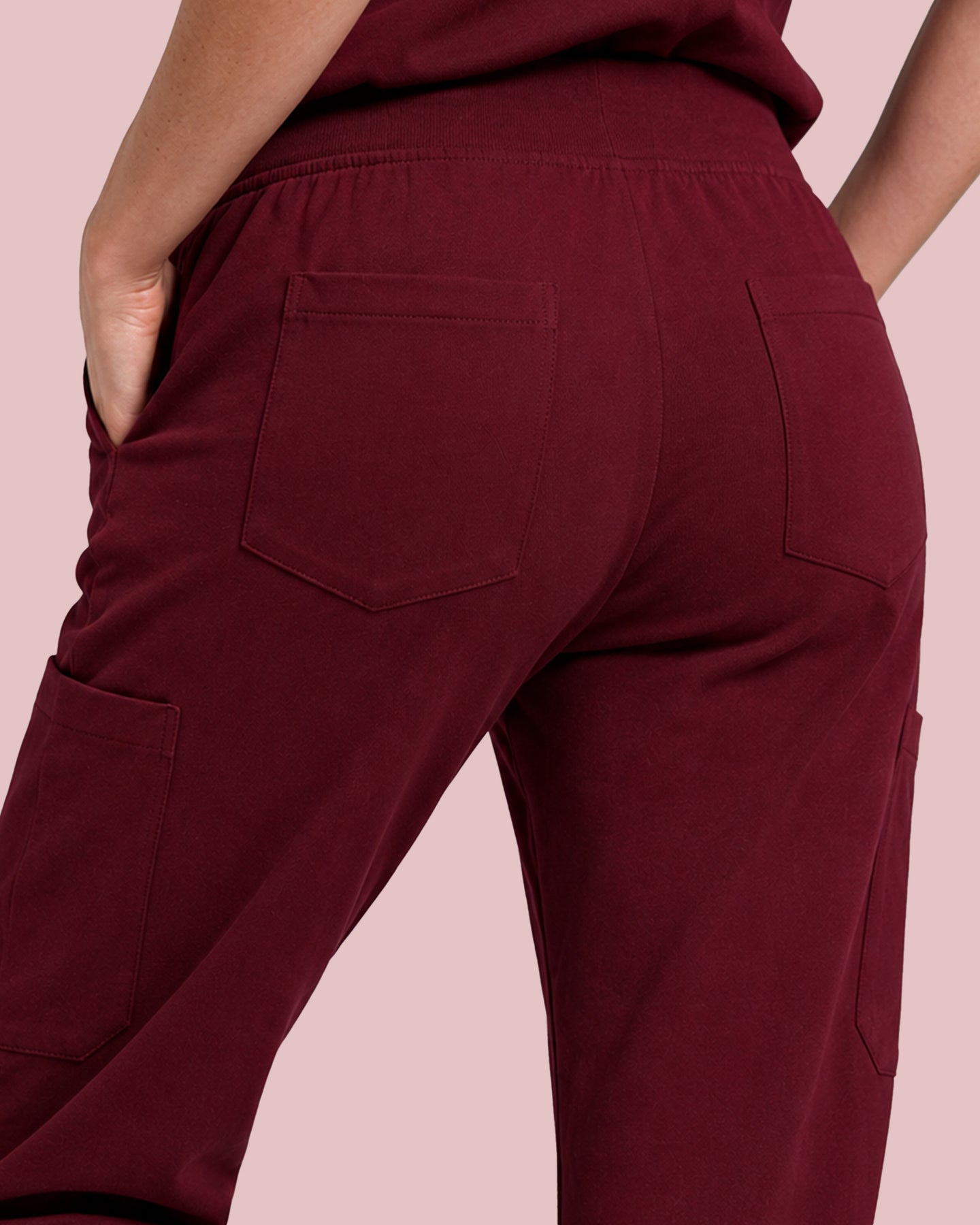 Women's 6-Pocket Jogger Scrub Pant Burgundy