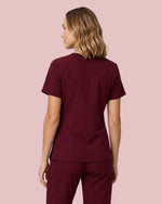 Women's One-Pocket V-neck Scrub Top Burgundy