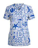 Boho Beach Sunwashed Coastal Dream Women Scrub Top