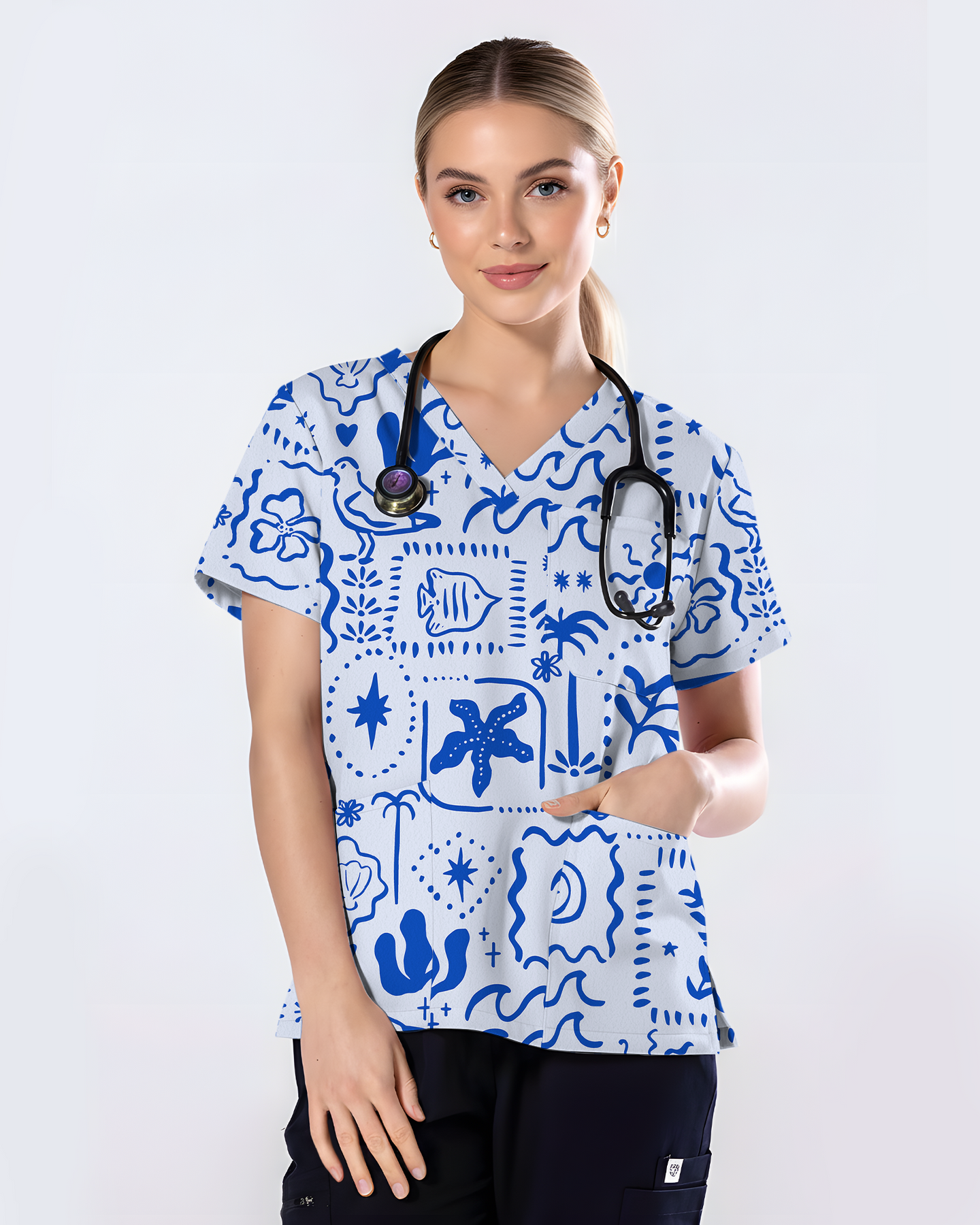 Boho Beach Sunwashed Coastal Dream Women Scrub Top