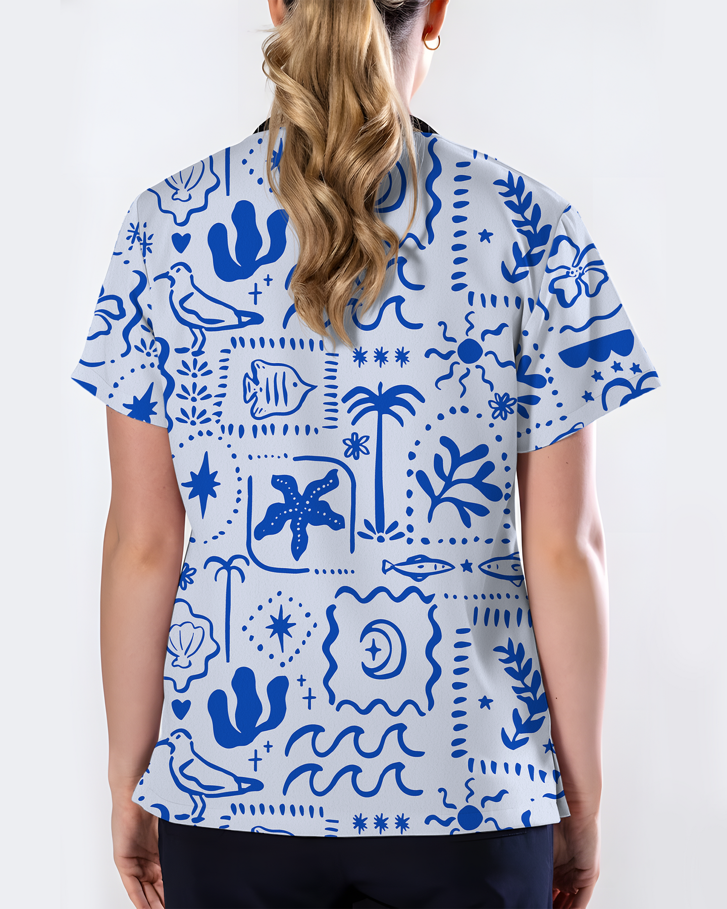 Boho Beach Sunwashed Coastal Dream Women Scrub Top