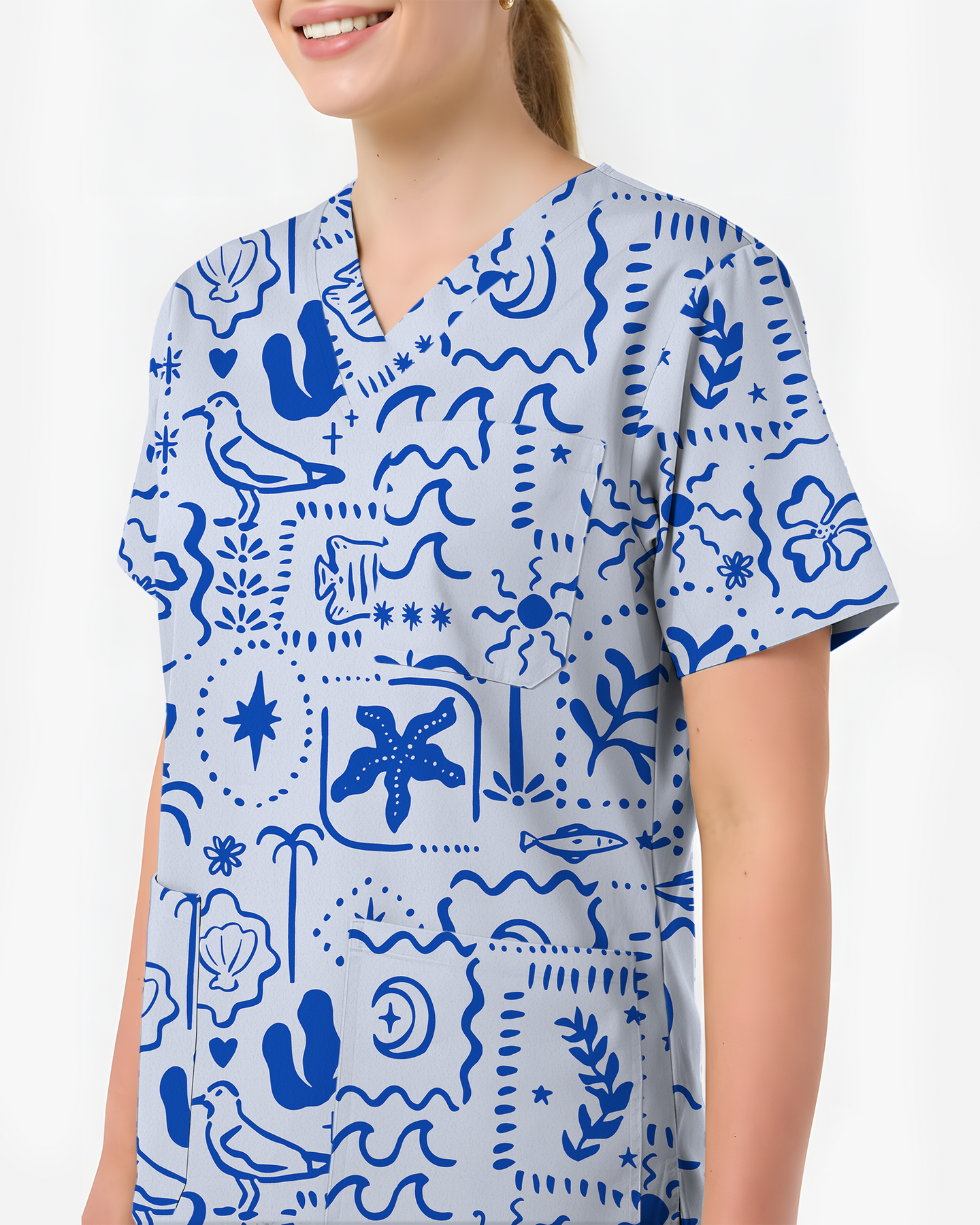 Boho Beach Sunwashed Coastal Dream Women Scrub Top