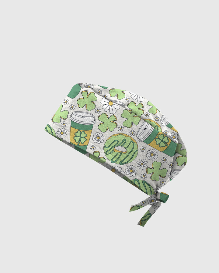 Lucky Latte Cozy Café Charm Scrub Cap