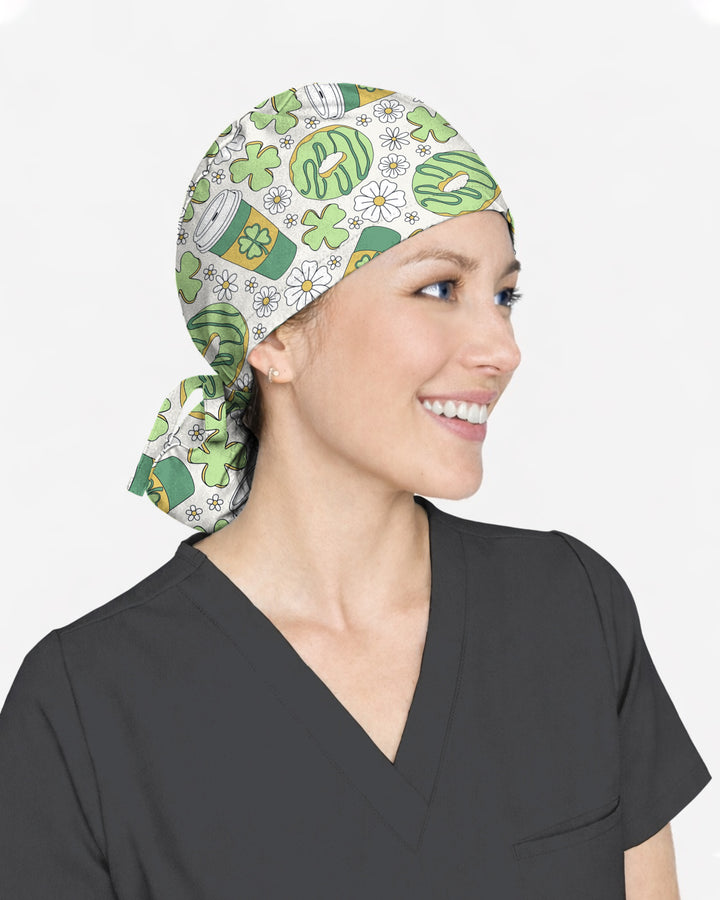 Lucky Latte Cozy Café Charm Scrub Cap