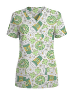 Lucky Latte Cozy Café Charm Women Scrub Top