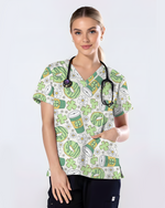 Lucky Latte Cozy Café Charm Women Scrub Top