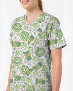 Lucky Latte Cozy Café Charm Women Scrub Top