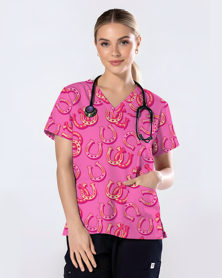 Lucky Latte Golden Morning Glow Women Scrub Top