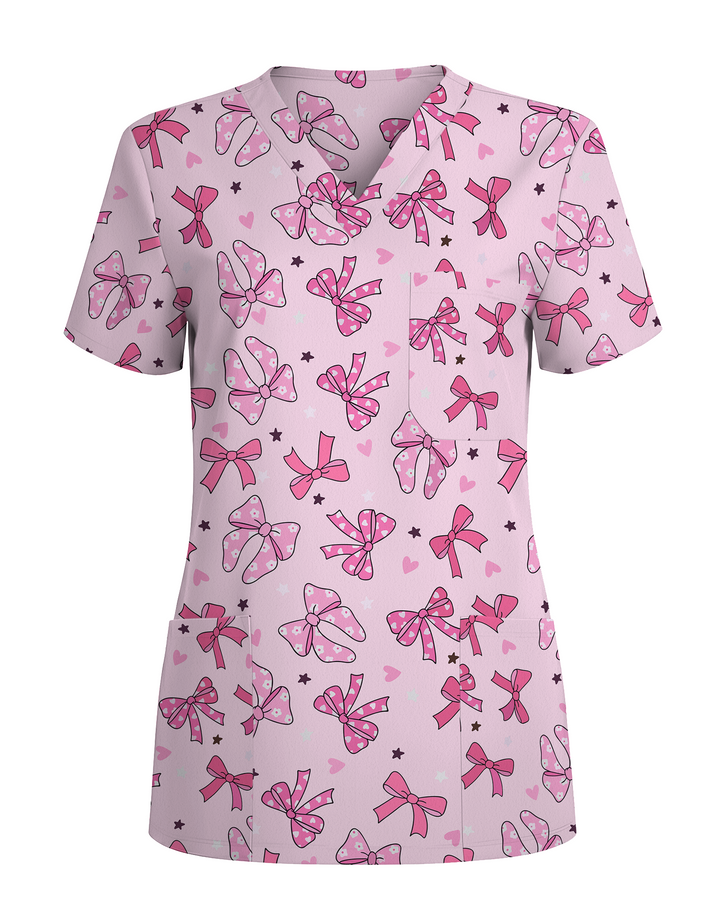 Pretty in Bows Soft Girly Charm Women Scrub Top