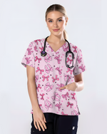 Pretty in Bows Soft Girly Charm Women Scrub Top