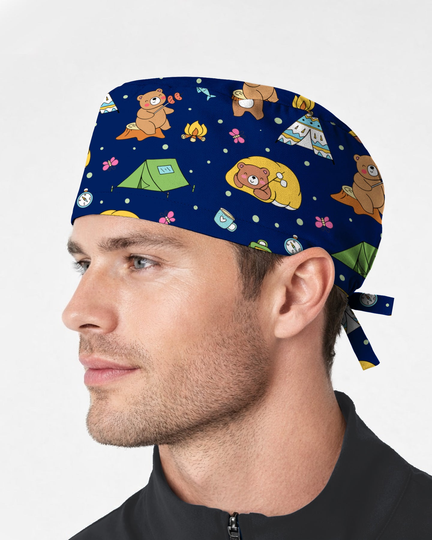 Camping Bears Cozy Woodland Adventure Scrub Cap