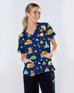 Camping Bears Cozy Woodland Adventure Women Scrub Top