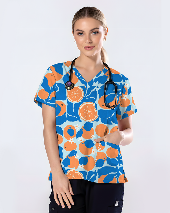 Orange Bliss Citrus Sunshine Fresh Glow Women Scrub Top