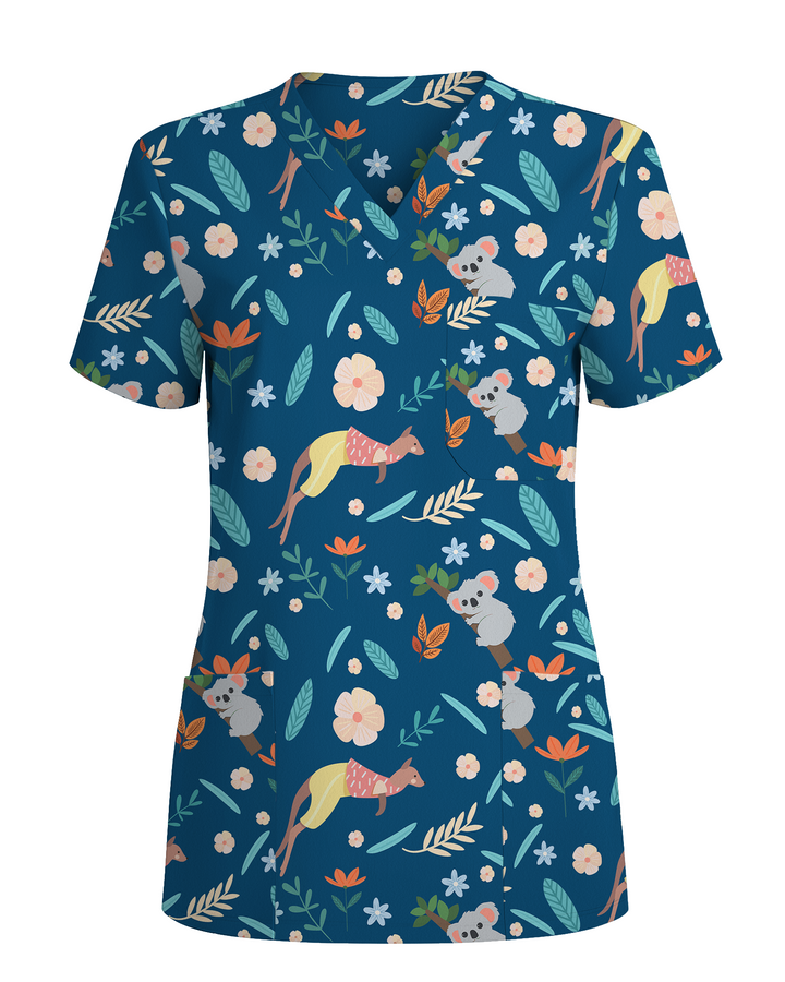 Outback Buddies Wild Desert Adventure Women Scrub Top