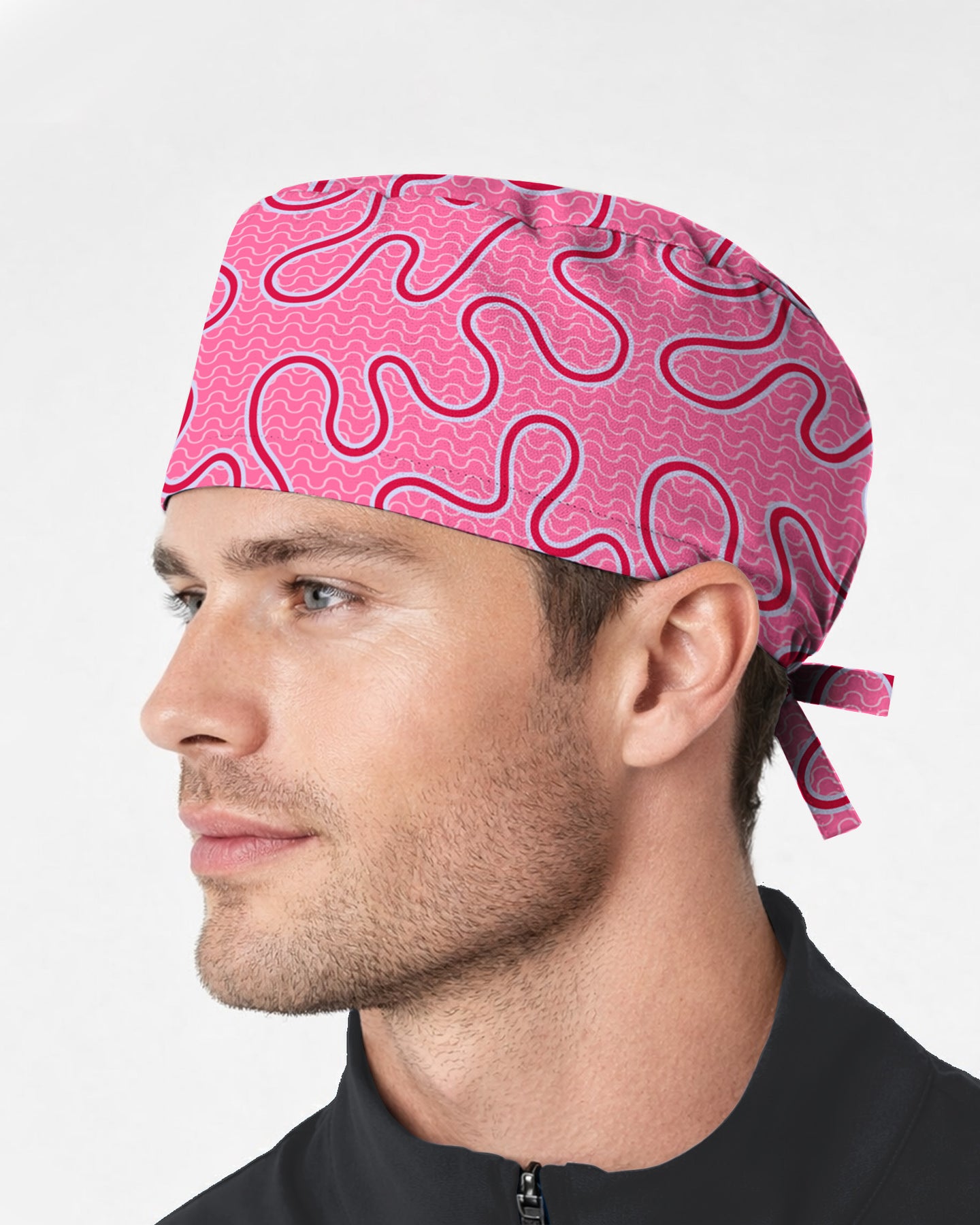 Pink Ripple Soft Blush Ocean Waves Scrub Cap
