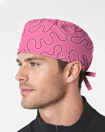 Pink Ripple Soft Blush Ocean Waves Scrub Cap