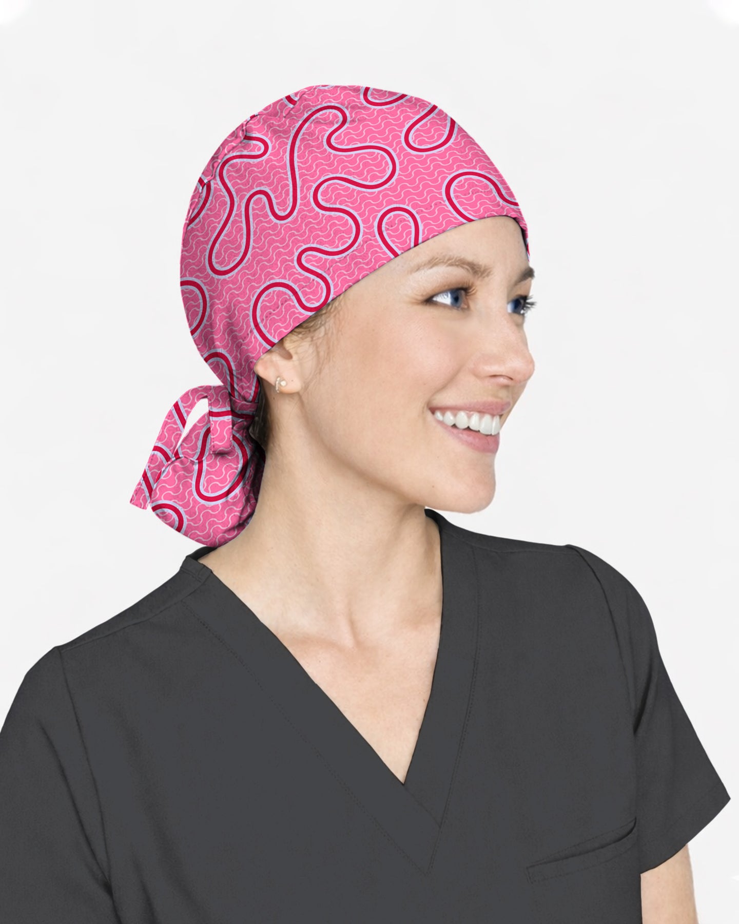 Pink Ripple Soft Blush Ocean Waves Scrub Cap