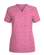 Pink Ripple Soft Blush Ocean Waves Women Scrub Top