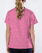 Pink Ripple Soft Blush Ocean Waves Women Scrub Top