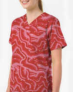 Red Revival Bold Cherry Pop Energy Women Scrub Top