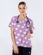 Lavender Love Soft Floral Serenity Glow Women Scrub Top