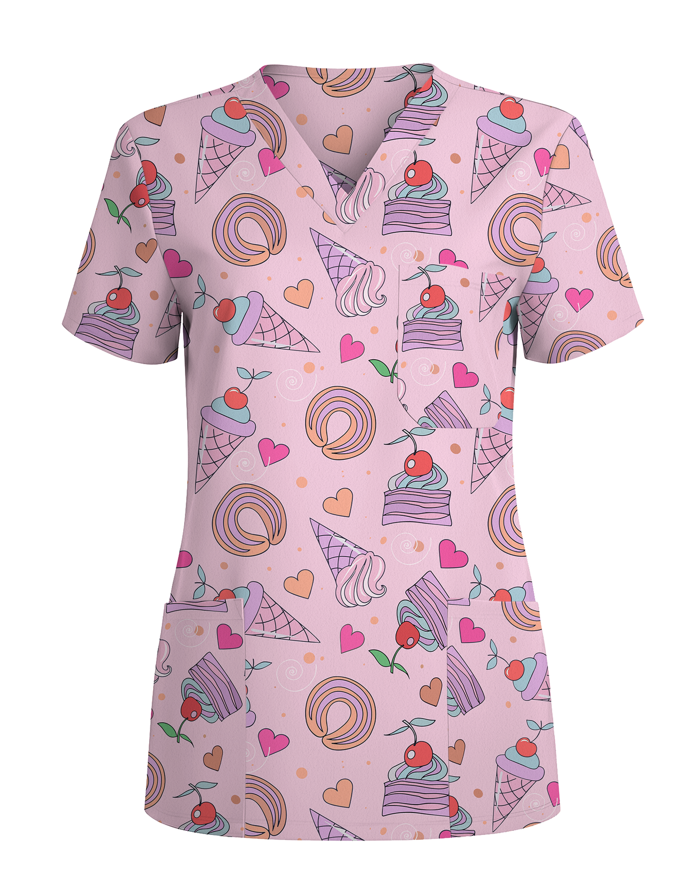 Sugar Rush Sweet Candy Spark Women Scrub Top