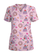 Sugar Rush Sweet Candy Spark Women Scrub Top