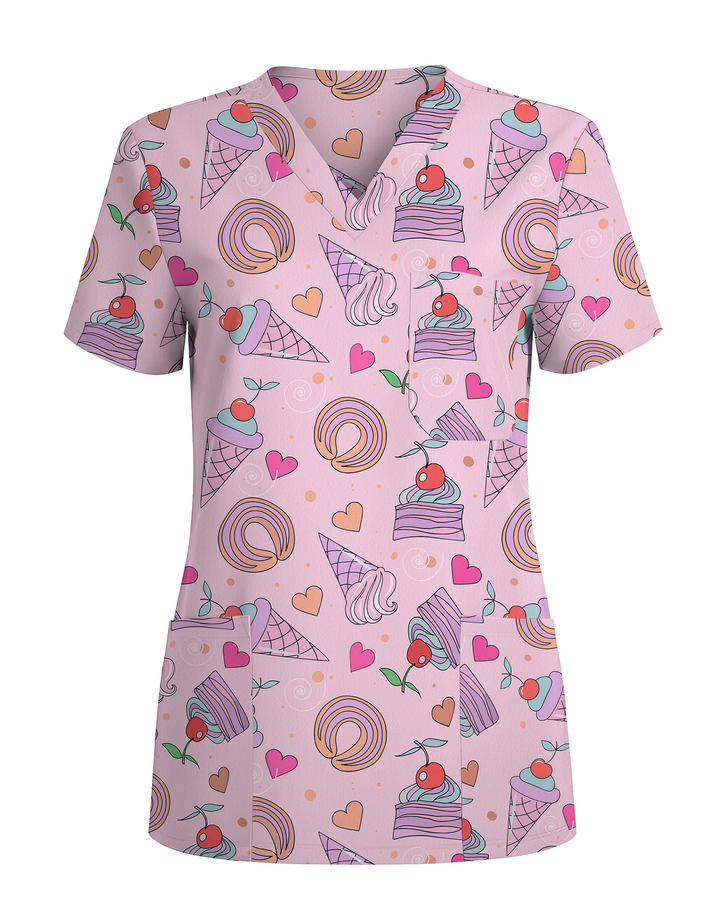 Sugar Rush Sweet Candy Spark Women Scrub Top
