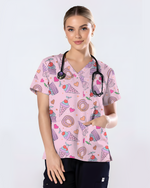 Sugar Rush Sweet Candy Spark Women Scrub Top