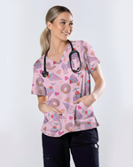 Sugar Rush Sweet Candy Spark Women Scrub Top