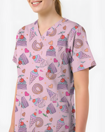 Sugar Rush Sweet Candy Spark Women Scrub Top