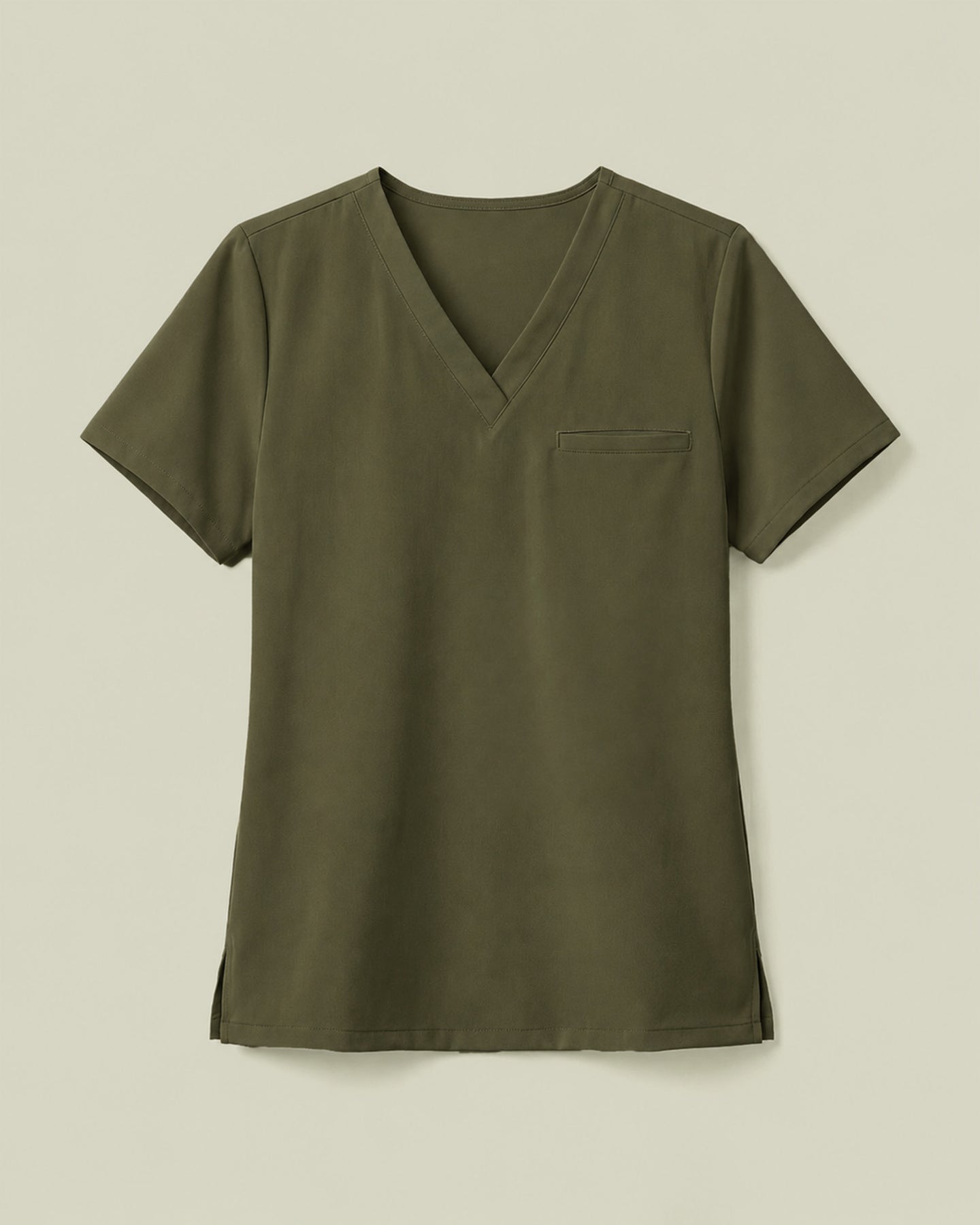 Women's One-Pocket V-neck Scrub Top Olive