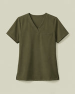 Women's One-Pocket V-neck Scrub Top Olive