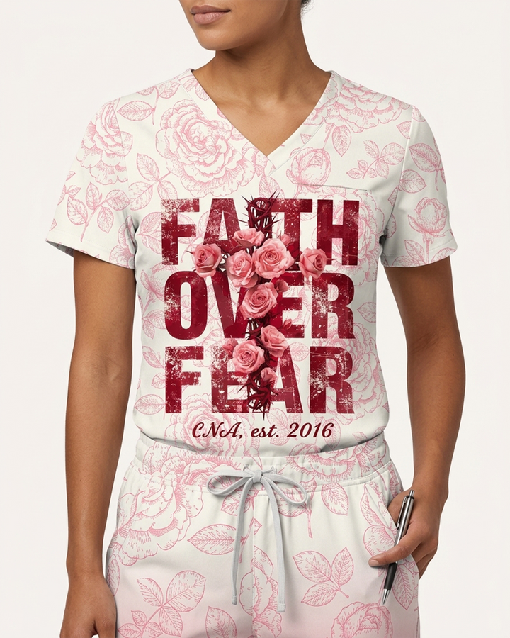 Personalized Job Title And Year Faith Over Fear Nurse Flower Set