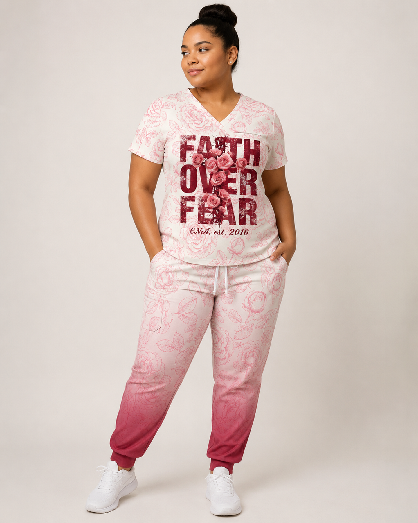 Personalized Job Title And Year Faith Over Fear Nurse Flower Set