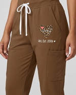 Personalized Job Title And Year Nurse Heart Leopard Pattern Scrub Set