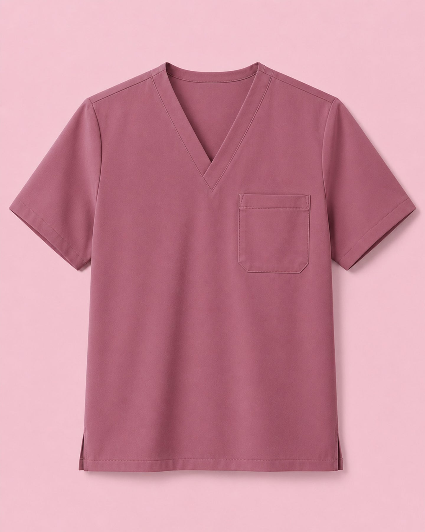 Men's One-Pocket V-neck Scrub Top Mauve