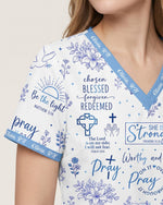 Personalized Name Nurse Christian Prayer Jesus Flower Cross Bible Quote Pattern Top
