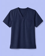 Men's One-Pocket V-neck Scrub Top Navy