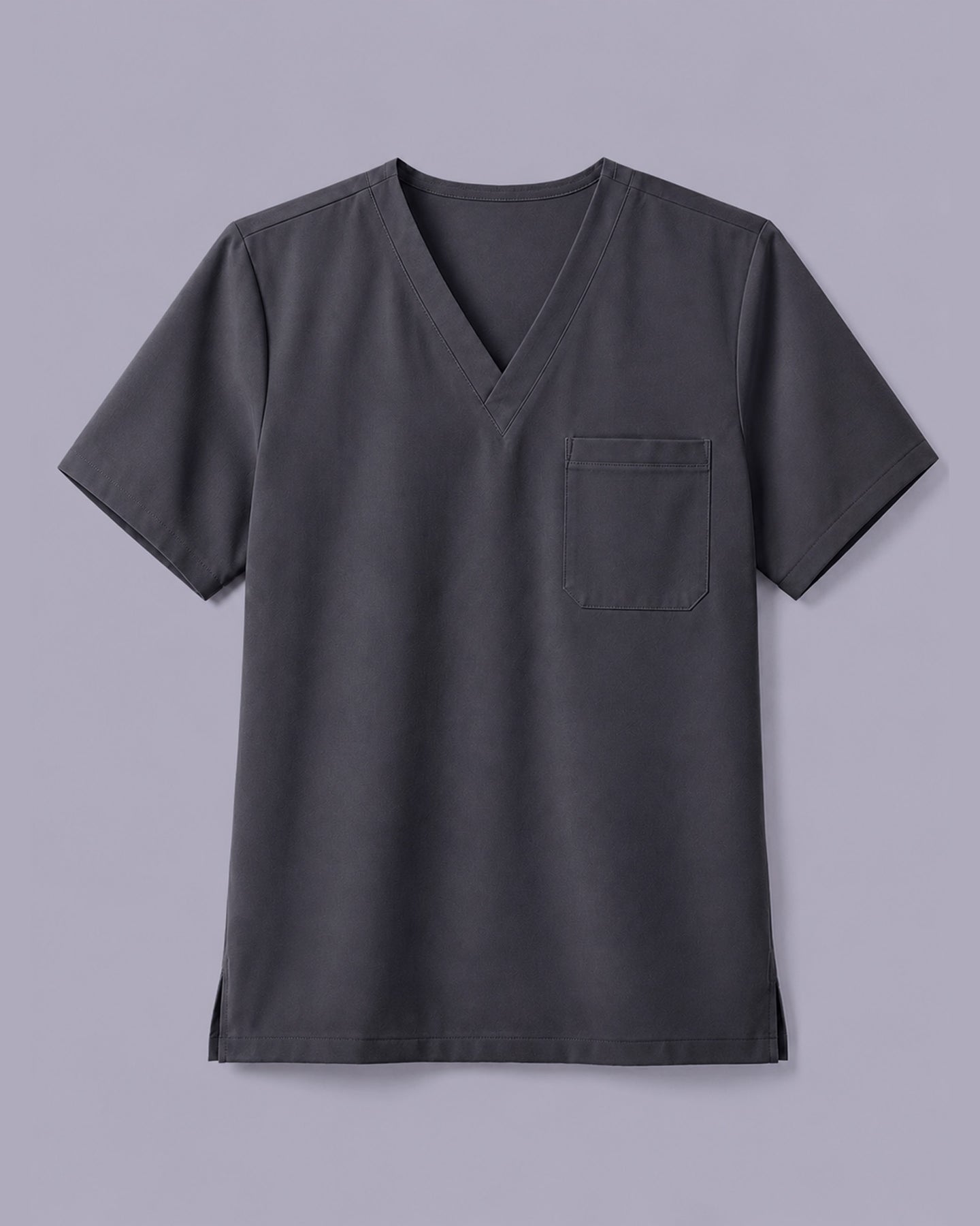 Men's One-Pocket V-neck Scrub Top Pewter