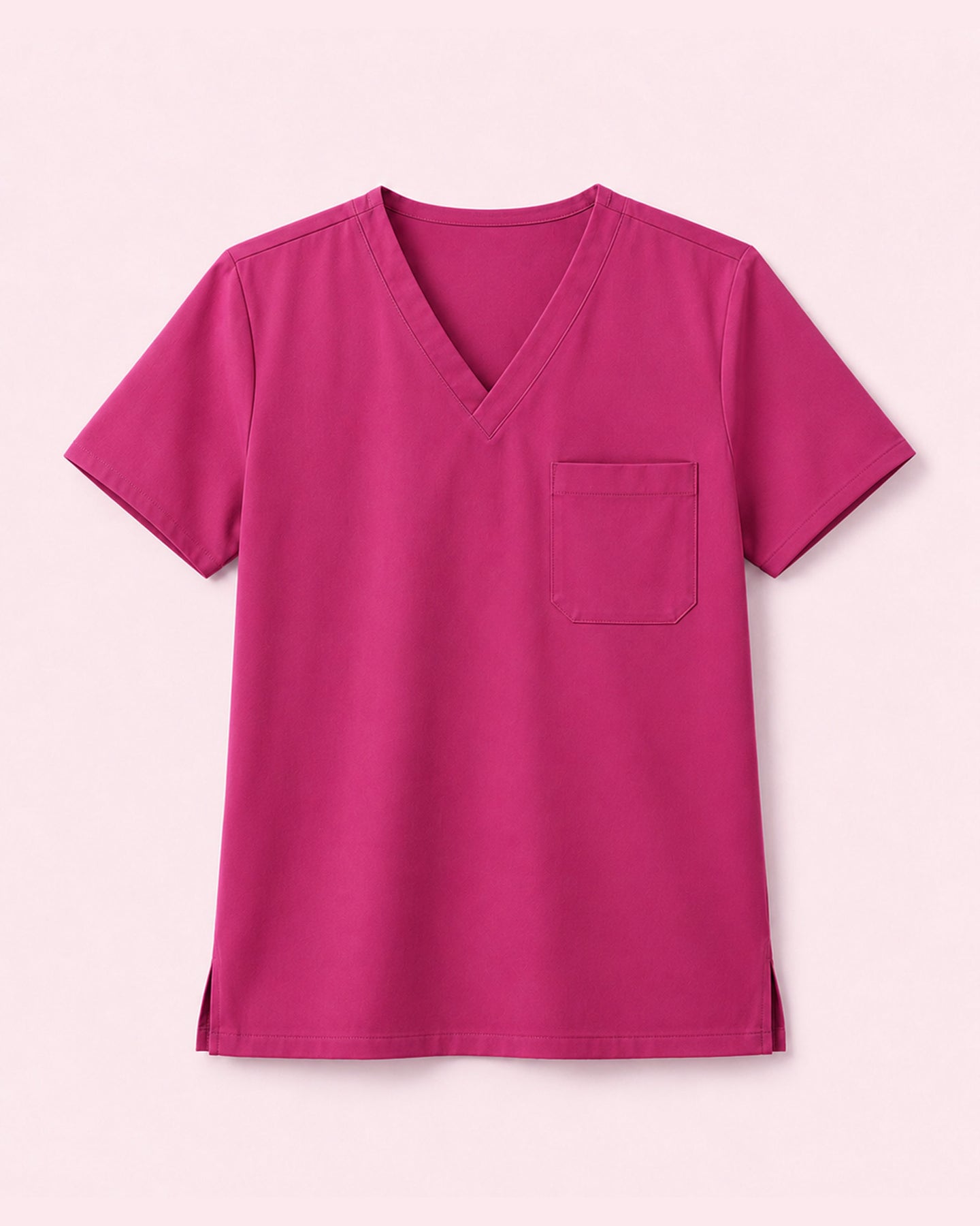 Men's One-Pocket V-neck Scrub Top Wild Berry