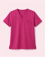 Men's One-Pocket V-neck Scrub Top Wild Berry