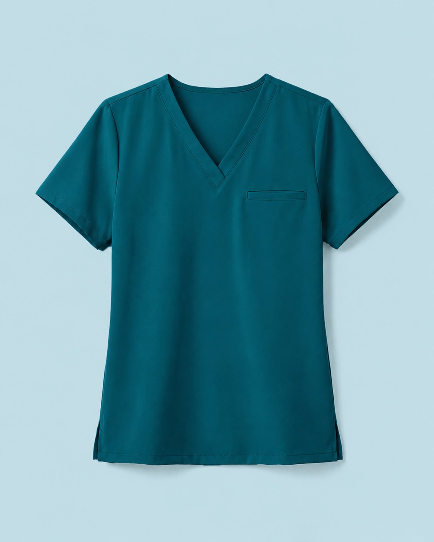 Women's One-Pocket V-neck Scrub Top Caribbean Blue