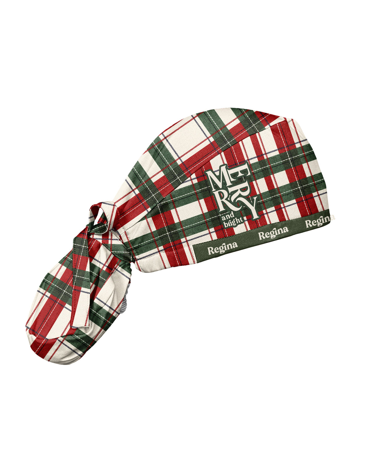 Personalized Name And Job Title Merry And Bright Plaid Pattern Christmas Gift For Nurse Cap