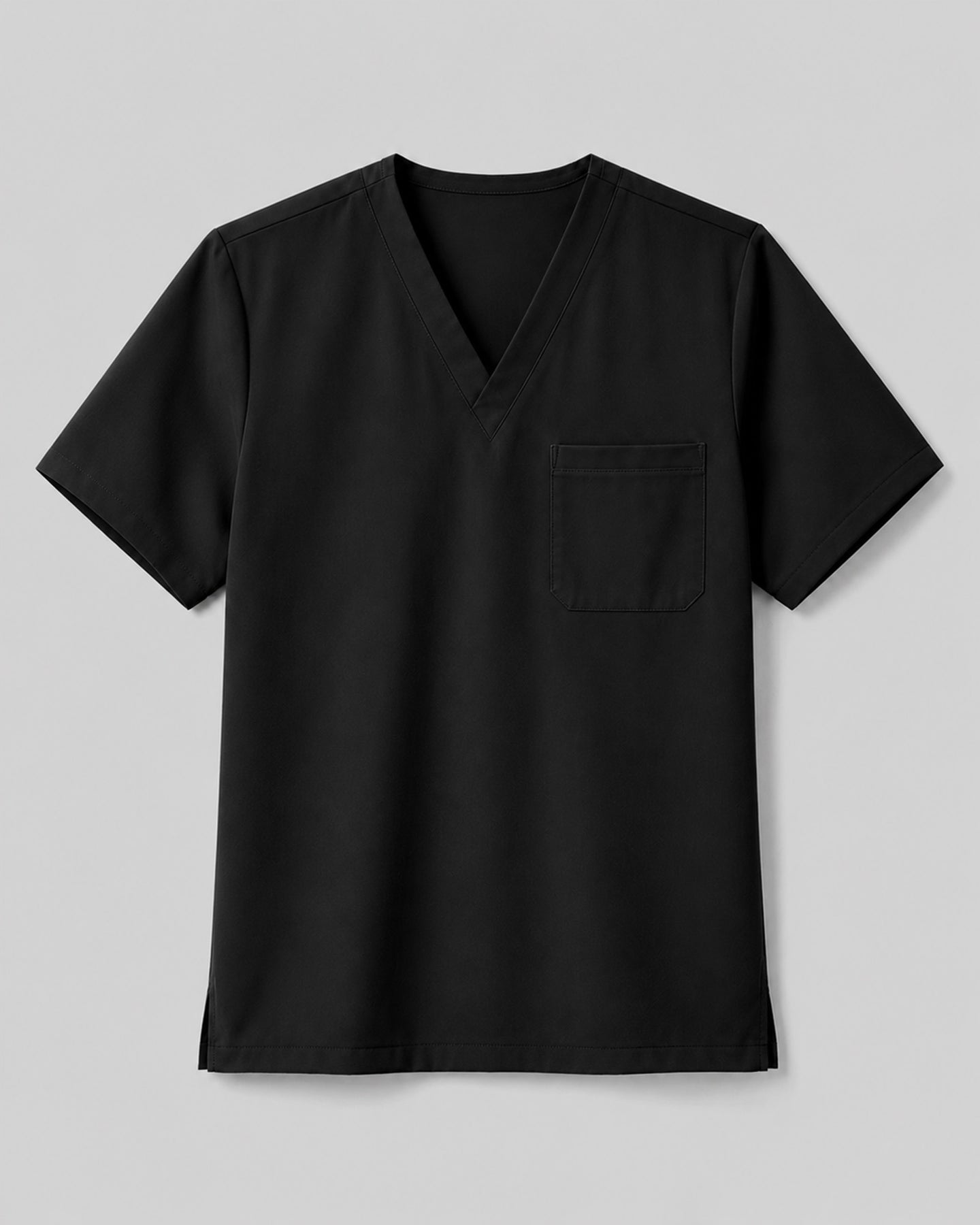 Men's One-Pocket V-neck Scrub Top Black