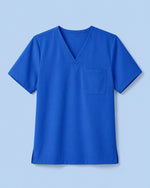 Men's One-Pocket V-neck Scrub Top Royal Blue