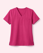 Women's One-Pocket V-neck Scrub Top Wild Berry
